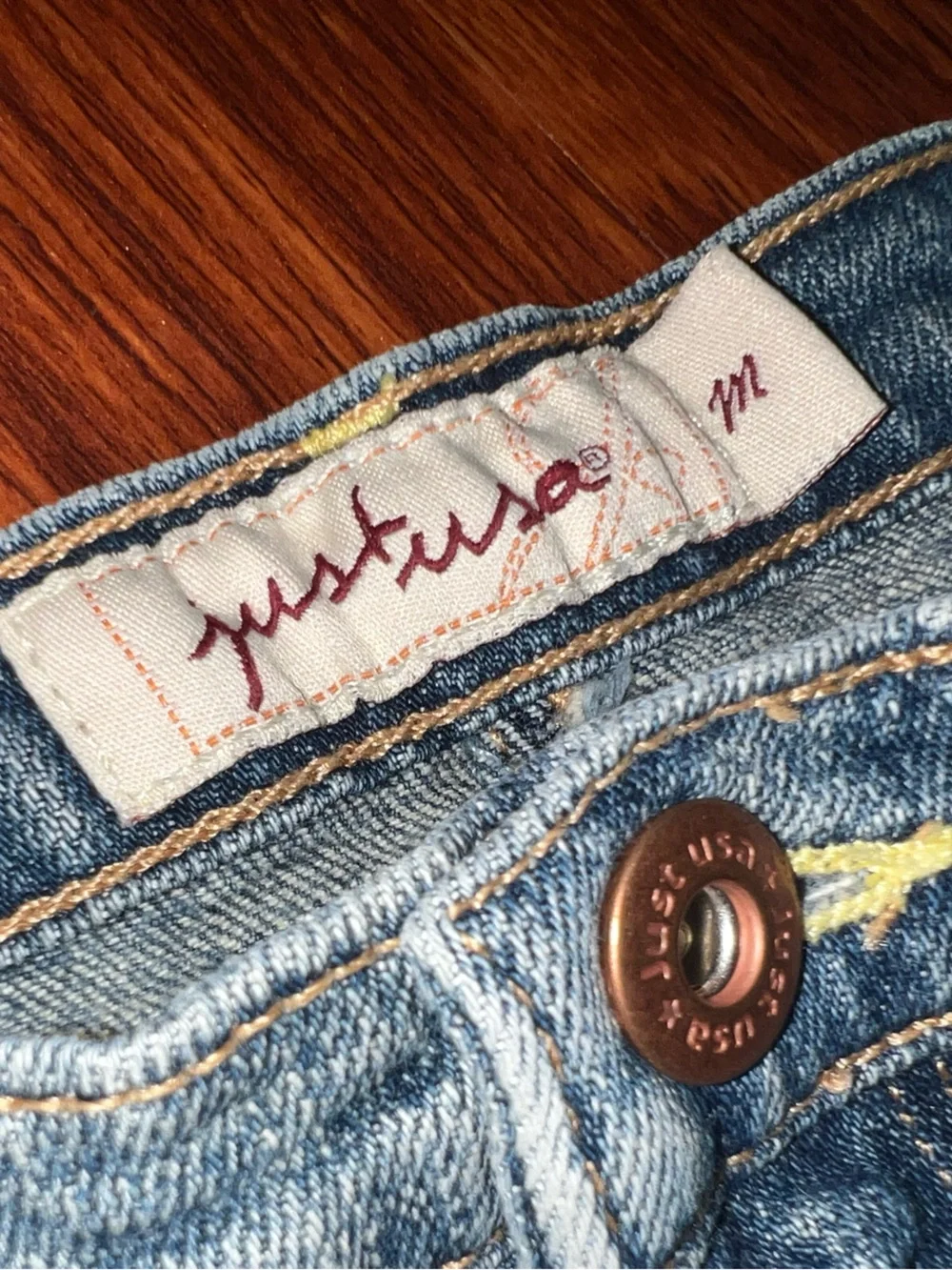 Just USA Light Blue Distressed Denim Mini Skirt